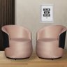 Kit 2 Poltrona Decorativa Aisha Organica Veludo Rosa Nude com Composê em Corano Preto - Mb Decor - 2