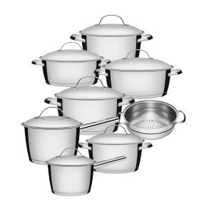 Jogo de Panelas 8 Peças Inox Fundo Triplo Allegra Tramontina