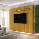 Ver imagem 1 de Painel Ripado para TV 75 Polegadas Trento 275cm para Sala de Estar Cedro DJ Móveis