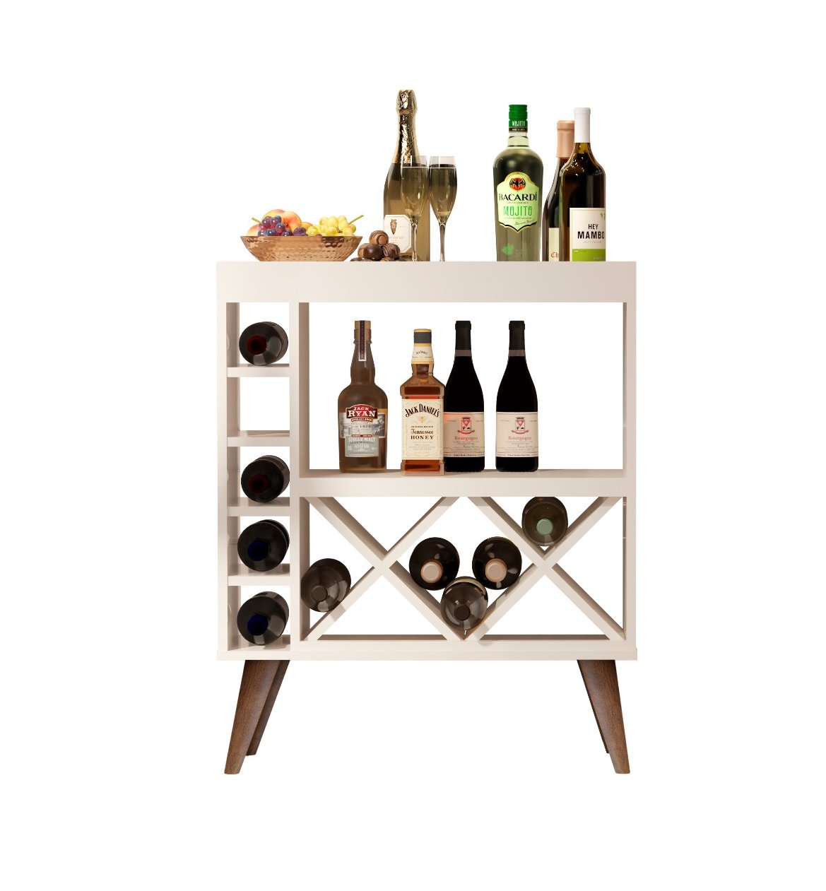 Aparador com Adega Estilo Retrô Chateau Cor Off White - Comprar Móveis em Casa - 4