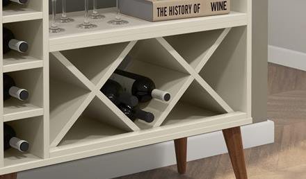 Aparador com Adega Estilo Retrô Chateau Cor Off White - Comprar Móveis em Casa - 6