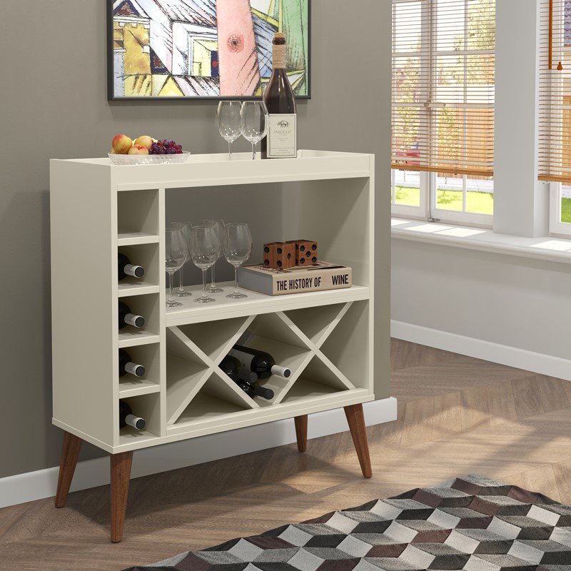 Aparador com Adega Estilo Retrô Chateau Cor Off White - Comprar Móveis em Casa - 5