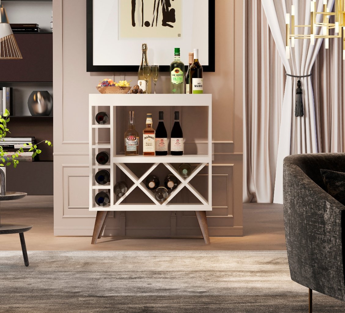 Aparador com Adega Estilo Retrô Chateau Cor Off White - Comprar Móveis em Casa - 2