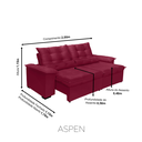 Ver imagem 3 de Sofá Retrátil e Reclinável Aspen 2.00m Super Pillow - Vinho