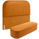 Ver imagem 2 de Cabeceira Cama Box King 195cm Lanna com Puff Recamier Doha W01 Couríssimo Whisky - Lyam Decor