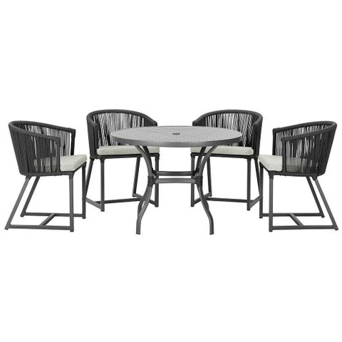 Mesa com 4 Cadeiras e Noronha Estofado 3 Trama Original Preto