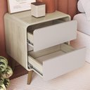 Ver imagem 2 de Mesa Cabeceira Quarto 47cm 2 Gavetas Nuvia Carvalho/bege C06 - Mpozenato