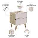 Ver imagem 5 de Mesa Cabeceira Quarto 47cm 2 Gavetas Nuvia Carvalho/bege C06 - Mpozenato