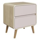 Ver imagem 1 de Mesa Cabeceira Quarto 47cm 2 Gavetas Nuvia Carvalho/bege C06 - Mpozenato
