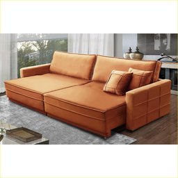 Sofá Cama Retrátil e Reclinável 2,10m com Molas Karina Veludo Terracota Rover & Beato - 2