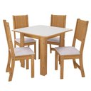 Ver imagem 1 de Conjunto de Mesa Indékes Lisboa 90x90cm com 4 Cadeiras - Freijó/Off White