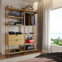 Ver imagem 1 de Guarda Roupa Aberto Industrial Casal 2 Módulos Canela Cabideiro com Gavetas Base Cobre