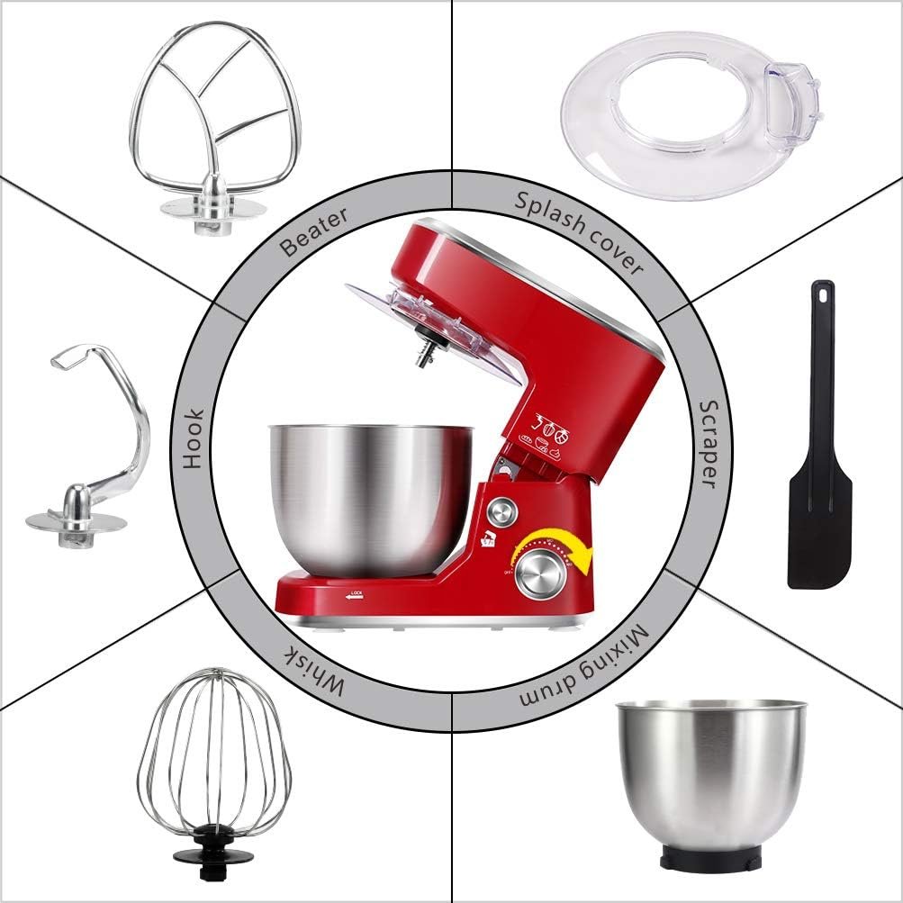 Cusimax Stand Mixer 5-qt, Inox, Inclina, Vermelho - 2