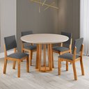 Ver imagem 2 de Mesa de Jantar 4 Lugares Alpes com Vidro Mel/Off White/Cinza - Viero Móveis