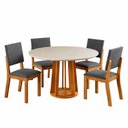 Ver imagem 1 de Mesa de Jantar 4 Lugares Alpes com Vidro Mel/Off White/Cinza - Viero Móveis