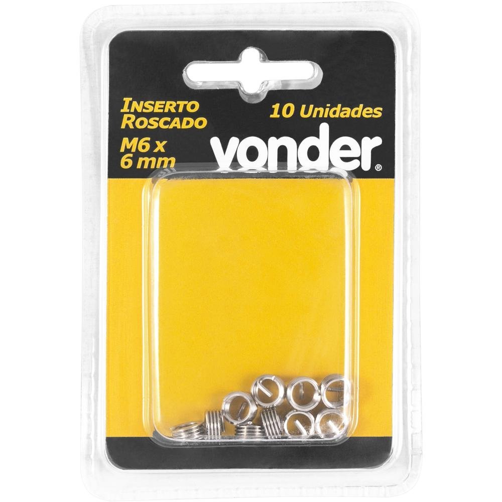 Inserto Roscado M6 x 6 mm com 10 peças Vonder - 3