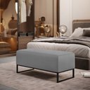 Ver imagem 2 de Puff Decorativo Para Sala de Estar Cléo W01 Base de Ferro 90 cm Linho Cinza - Lyam Decor