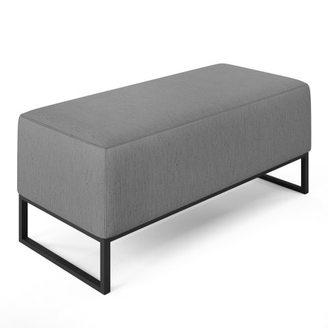 Puff Decorativo Para Sala de Estar Cléo W01 Base de Ferro 90 cm Linho Cinza - Lyam Decor