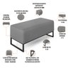 Puff Decorativo Para Sala de Estar Cléo W01 Base de Ferro 90 cm Linho Cinza - Lyam Decor - 4