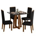 Ver imagem 2 de Conjunto Sala de Jantar Mesa 4 Cadeiras Madeira Maciça MDF e Vidro Livia Preto