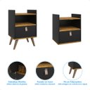 Ver imagem 6 de Mesa de Cabeceira Flow Retrô - Preto com Freijó