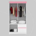 Ver imagem 7 de Guarda Roupa Solteiro 4 Portas e 2 Gavetas Lótus- Branco/rosa/branco