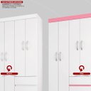 Ver mais imagens de Guarda Roupa Solteiro 4 Portas e 2 Gavetas Lótus- Branco/rosa/branco