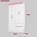 Ver imagem 6 de Guarda Roupa Solteiro 4 Portas e 2 Gavetas Lótus- Branco/rosa/branco