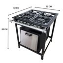 Ver imagem 4 de Fogão Baixa Pressão 4 Bocas Alcazon com Forno 75 Litros Tampa Inox Acz-004+aczf-003