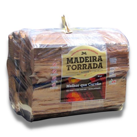 Madeira Lenha Torrada Natural sem Fumaça 7kg