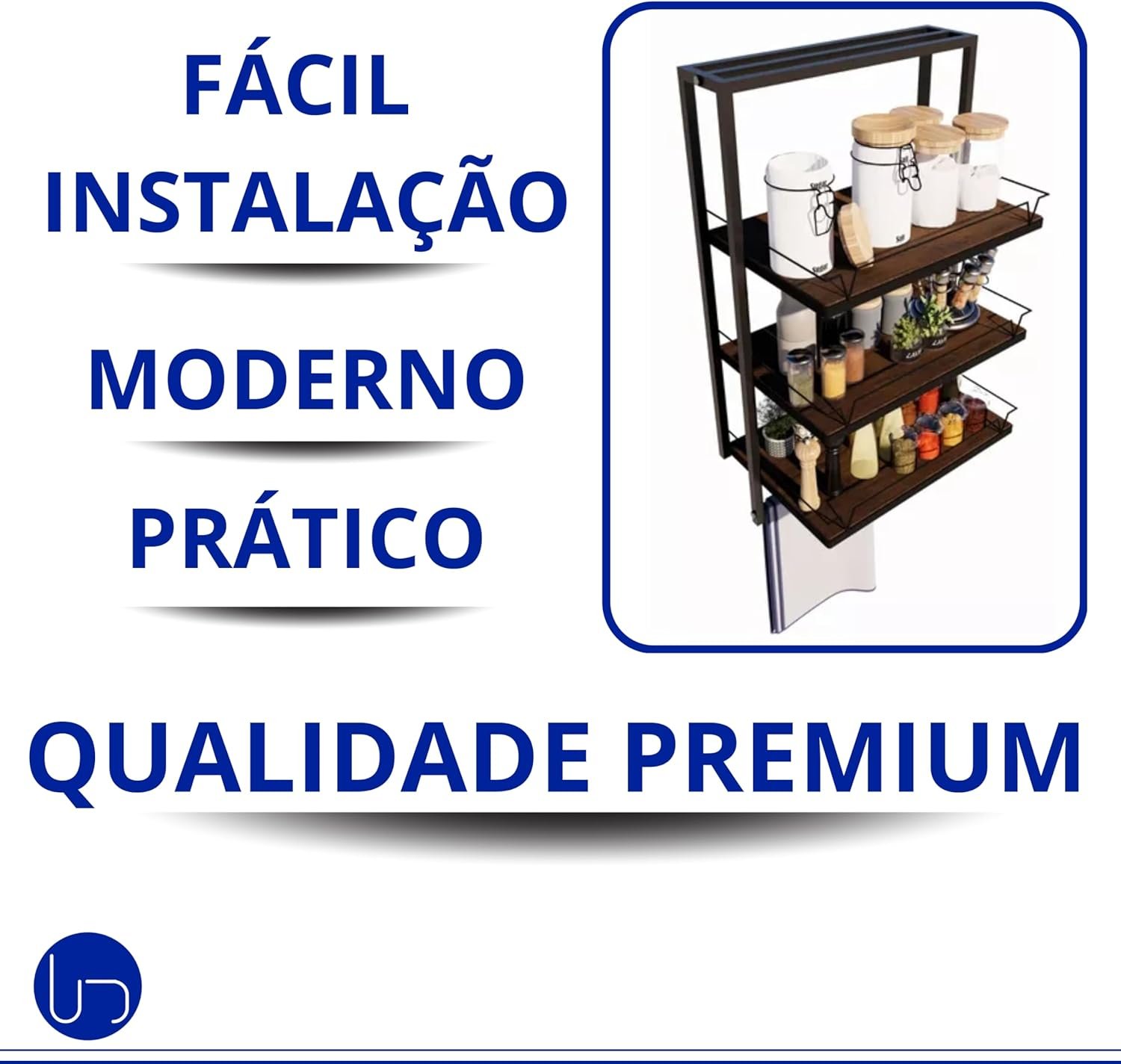 Prateleira Porta Temperos Parede Cozinha Organização Design Sofisticado Preto Fosco Aço Alta Durabil - 6