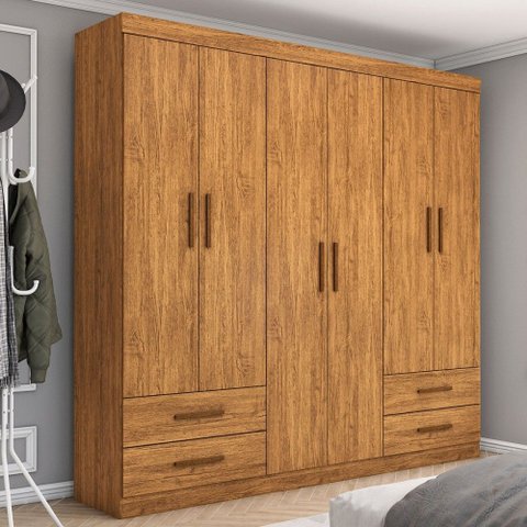 Guarda-roupa Casal Genova 6 Portas 4 Gavetas Cinamomo - Carioca Móveis