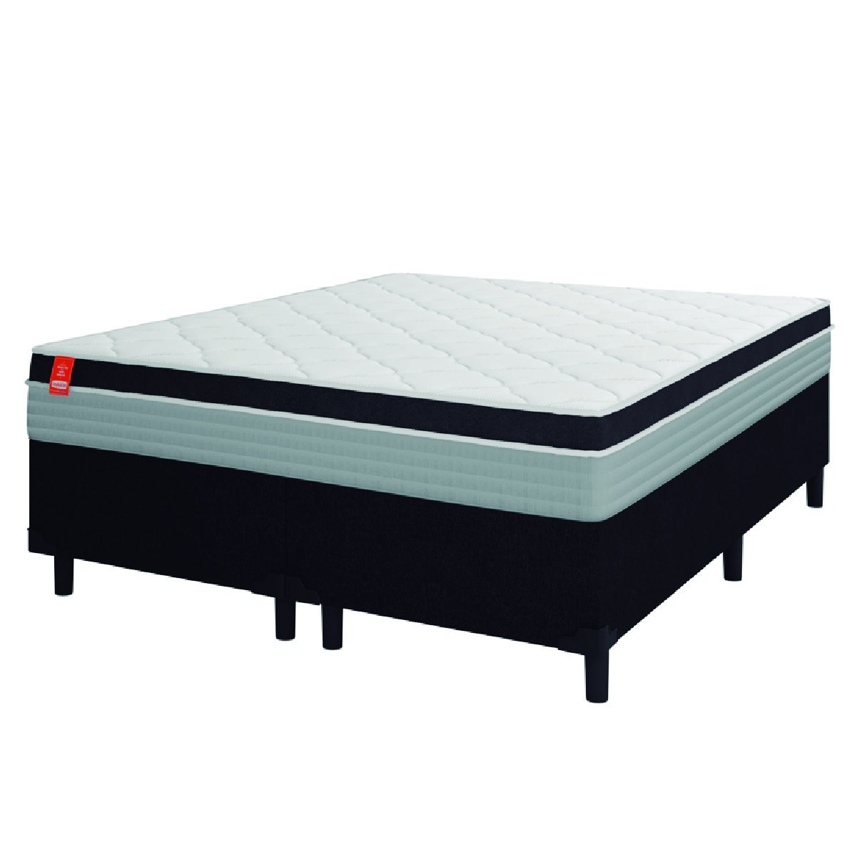 Cama Box Casal Queen Colchão Molas Ensacadas Real 158x198x65cm Preto/cinza - 1