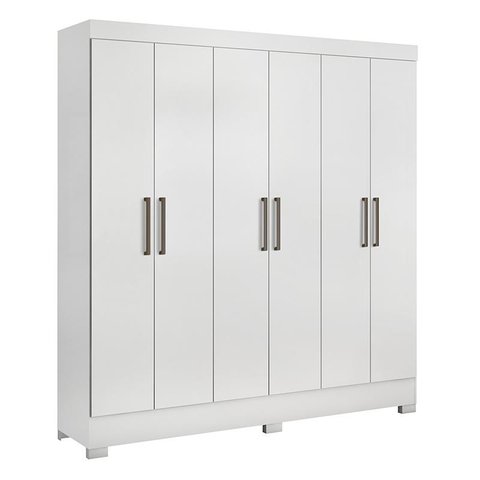 Guarda Roupa Casal Prático 6 Portas Branco - Demóbile