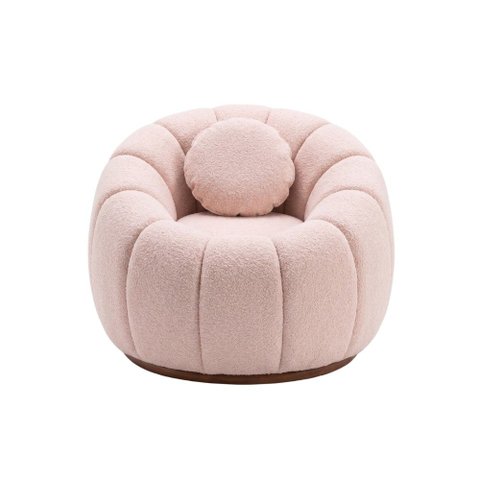 Poltrona Decorativa Giratória Concha c/Almofada Boucle Rose Abobora - Vimont Moveis