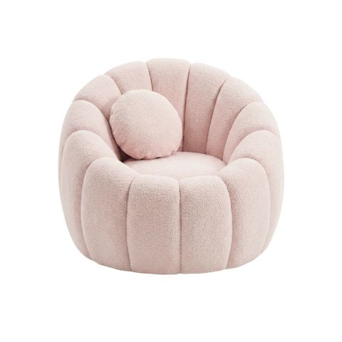 Poltrona Decorativa Giratória Concha c/Almofada Boucle Rose Abobora - Vimont Moveis