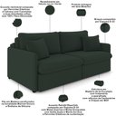 Ver imagem 4 de Sofá Cama Retrátil para Sala de Estar 174cm Una K01 Veludo Verde Musgo - Lyam Decor