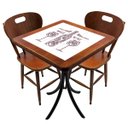 Ver imagem 1 de Cj Mesa Madeira Azulejo 60x60cm - Bistrô Fixa 78cm + 2 Cadeiras 43 - Natural - More Wine