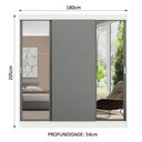 Ver imagem 5 de Guarda-roupa Madesa Reno 3 Porta Correr Espelho Branco Cinza