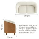 Ver imagem 3 de Poltrona Namoradeira 2 Lugares Aura 120 cm Pes Madeira Linho e Courino Tca 210 Tcs 727 Moll
