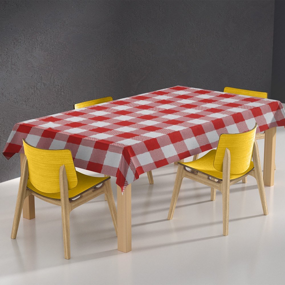 Toalha de Mesa Térmica Pvc Xadrez Jantar Cozinha 1,40 X 2,20 Id Decor Xadrez Vermelho - 4