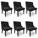 Ver imagem 2 de Kit 6 Cadeiras Estofadas Para Sala De Jantar Base Fixa De Madeira Preto Lia Suede Preto - Ibiza