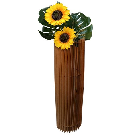 Vaso de Chão Decorativo Grande Torre -:mdf Cru/60x20cm
