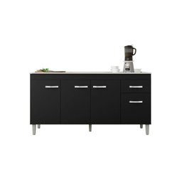 Balcão Gabinete para Pia Gabriela sem Tampo 150cm 4 Portas 1 Gaveta Preto - 1