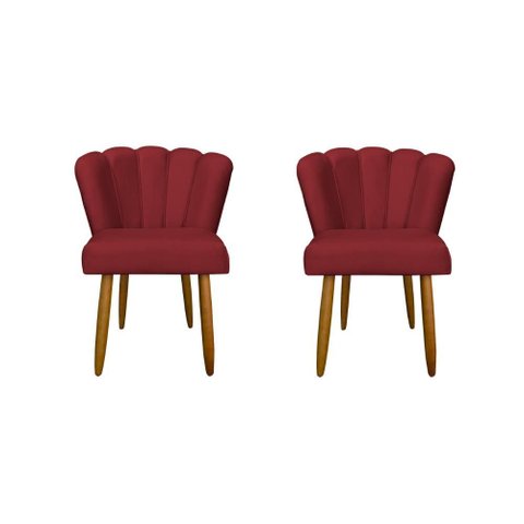 Kit 02 Cadeiras para Mesa de Jantar Flor Pés Palito - Balaqui Decor Cor:vermelho