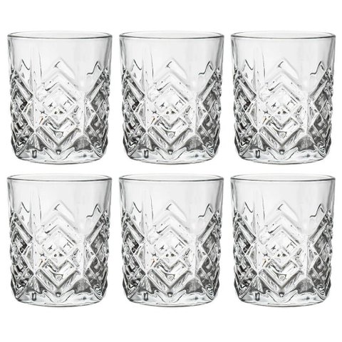 Jogo de Copos de Vidro de Whisky Transparente 310ml 6 Peças - Casambiente Zenith