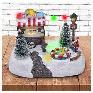 Decoração Cenário Natalino Musical Parque de Diversão Iluminado 18,5cm
