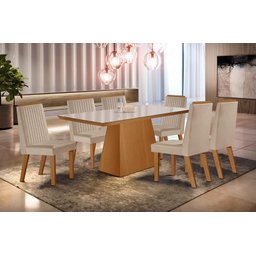 Sala de Jantar Completa com 6 Cadeiras 1,80x0,90m - Prada - Lj Móveis - 1