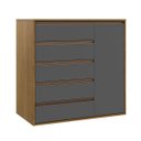 Ver imagem 1 de Cômoda 5 Gavetas 1 Porta Multiuso Mdf Select Belmax:freijó/titânio