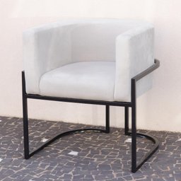 Poltrona Elegance Pé Preto Assento Off White 72x68x63cm - 4